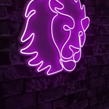 Decoratiune luminoasa LED, Lion, Benzi flexibile de neon, DC 12 V, Roz imagine