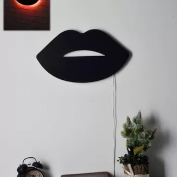 Decoratiune luminoasa LED, Lips 2, MDF, 60 LED-uri, Rosu imagine
