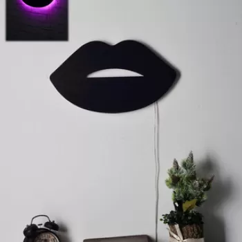 Decoratiune luminoasa LED, Lips 2, MDF, 60 LED-uri, Roz imagine