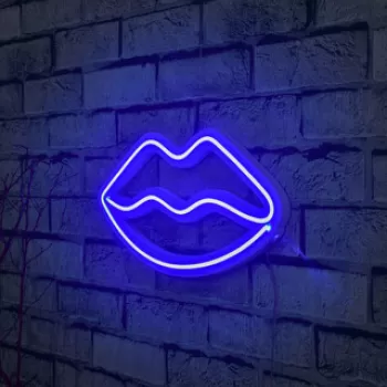 Decoratiune luminoasa LED, Lips, Benzi flexibile de neon, DC 12 V, Albastru imagine