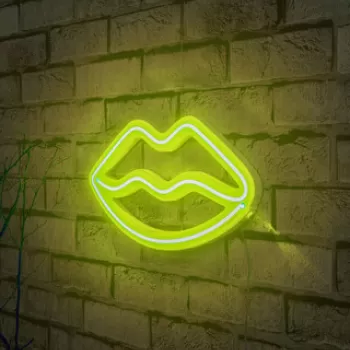Decoratiune luminoasa LED, Lips, Benzi flexibile de neon, DC 12 V, Galben imagine