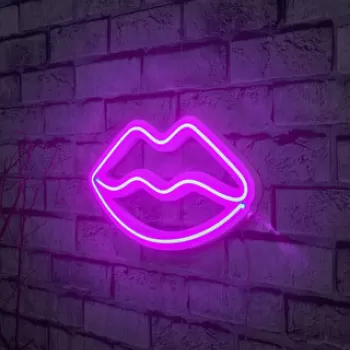 Decoratiune luminoasa LED, Lips, Benzi flexibile de neon, DC 12 V, Roz imagine