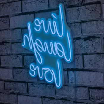 Decoratiune luminoasa LED, Live Laugh Love, Benzi flexibile de neon, DC 12 V, Albastru imagine