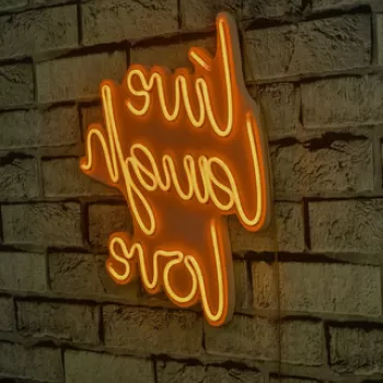 Decoratiune luminoasa LED, Live Laugh Love, Benzi flexibile de neon, DC 12 V, Galben imagine
