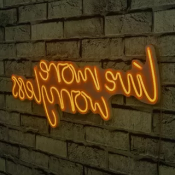 Decoratiune luminoasa LED, Live More Worry Less, Benzi flexibile de neon, DC 12 V, Galben imagine