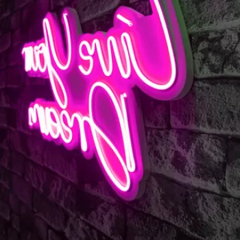 Decoratiune luminoasa LED, Live Your Dream, Benzi flexibile de neon, DC 12 V, Roz imagine