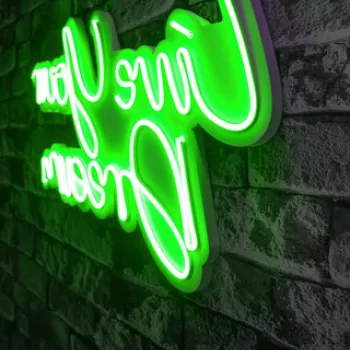 Decoratiune luminoasa LED, Live Your Dream, Benzi flexibile de neon, DC 12 V, Verde imagine