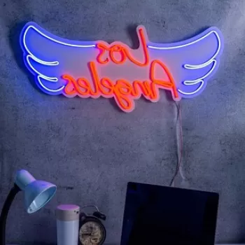 Decoratiune luminoasa LED, Los Angeles, Benzi flexibile de neon, DC 12 V, Rosu albastru imagine