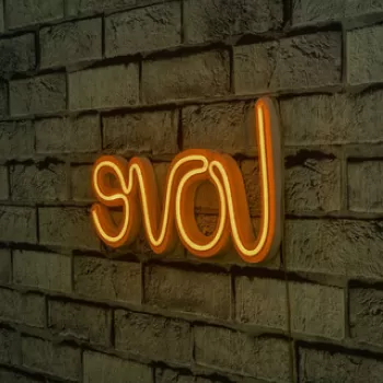 Decoratiune luminoasa LED, Love, Benzi flexibile de neon, DC 12 V, Galben imagine