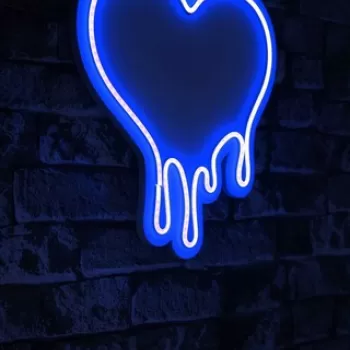 Decoratiune luminoasa LED, Melting Heart, Benzi flexibile de neon, DC 12 V, Albastru imagine