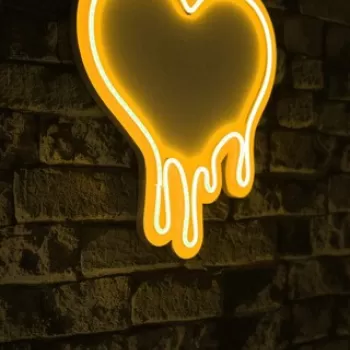 Decoratiune luminoasa LED, Melting Heart, Benzi flexibile de neon, DC 12 V, Galben imagine