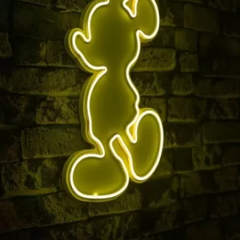 Decoratiune luminoasa LED, Mickey Mouse, Benzi flexibile de neon, DC 12 V, Galben imagine