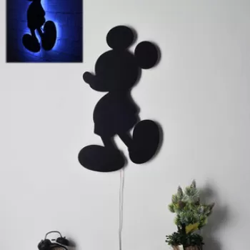 Decoratiune luminoasa LED, Mickey Mouse, MDF, 60 LED-uri, Albastru imagine