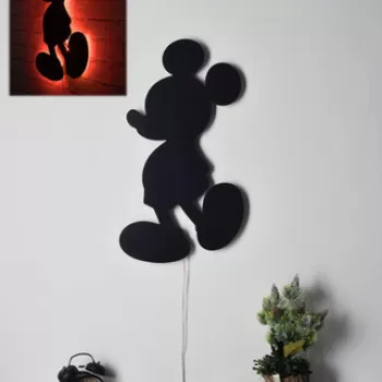 Decoratiune luminoasa LED, Mickey Mouse, MDF, 60 LED-uri, Rosu imagine
