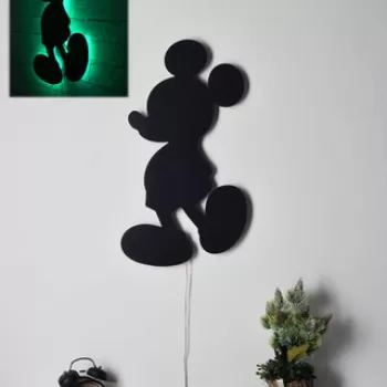 Decoratiune luminoasa LED, Mickey Mouse, MDF, 60 LED-uri, Verde imagine