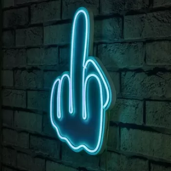 Decoratiune luminoasa LED, Middle Finger, Benzi flexibile de neon, DC 12 V, Albastru imagine