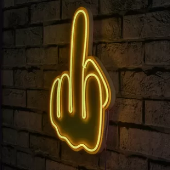 Decoratiune luminoasa LED, Middle Finger, Benzi flexibile de neon, DC 12 V, Galben imagine