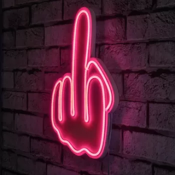 Decoratiune luminoasa LED, Middle Finger, Benzi flexibile de neon, DC 12 V, Roz imagine
