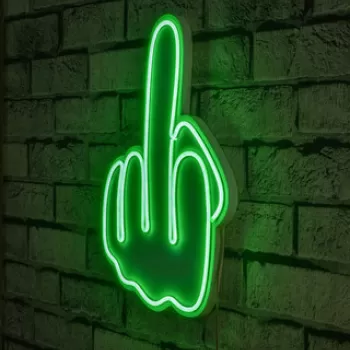 Decoratiune luminoasa LED, Middle Finger, Benzi flexibile de neon, DC 12 V, Verde imagine