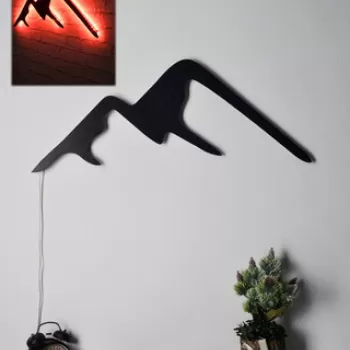Decoratiune luminoasa LED, Mountain, MDF, 60 LED-uri, Rosu imagine