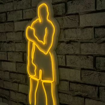 Decoratiune luminoasa LED, Muhammed Ali, Benzi flexibile de neon, DC 12 V, Galben imagine