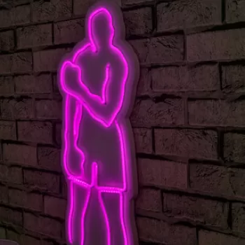 Decoratiune luminoasa LED, Muhammed Ali, Benzi flexibile de neon, DC 12 V, Roz imagine