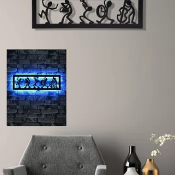 Decoratiune luminoasa LED, Music Band, MDF, 60 LED-uri, Albastru imagine