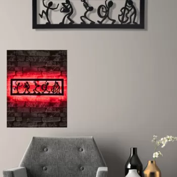 Decoratiune luminoasa LED, Music Band, MDF, 60 LED-uri, Rosu imagine