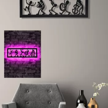 Decoratiune luminoasa LED, Music Band, MDF, 60 LED-uri, Roz imagine