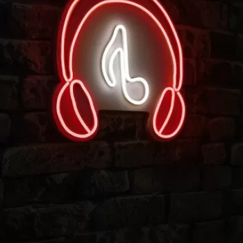 Decoratiune luminoasa LED, Music Sound Headphones, Benzi flexibile de neon, DC 12 V, Rosu alb imagine