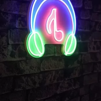 Decoratiune luminoasa LED, Music Sound Headphones, Benzi flexibile de neon, DC 12 V, Roz / Verde / Albastru imagine