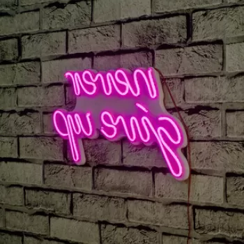 Decoratiune luminoasa LED, Never Give Up, Benzi flexibile de neon, DC 12 V, Roz imagine