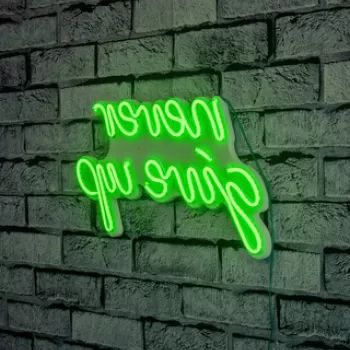Decoratiune luminoasa LED, Never Give Up, Benzi flexibile de neon, DC 12 V, Verde imagine