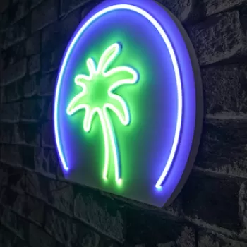 Decoratiune luminoasa LED, Palm Tree, Benzi flexibile de neon, DC 12 V, Albastru verde imagine