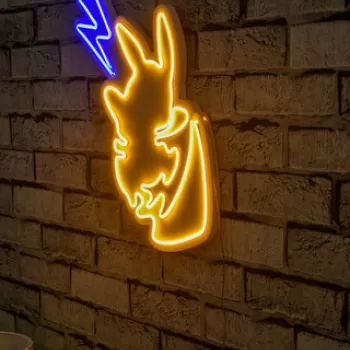 Decoratiune luminoasa LED, Pikachu, Benzi flexibile de neon, DC 12 V, Galben / Albastru imagine