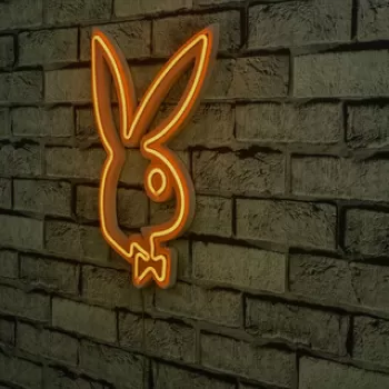 Decoratiune luminoasa LED, Playboy, Benzi flexibile de neon, DC 12 V, Galben imagine