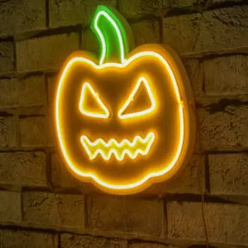 Decoratiune luminoasa LED, Pumpkin, Benzi flexibile de neon, DC 12 V, Galben verde imagine