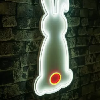 Decoratiune luminoasa LED, Rabbit, Benzi flexibile de neon, DC 12 V, Alb rosu imagine