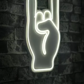 Decoratiune luminoasa LED, Rock N Roll Sign, Benzi flexibile de neon, DC 12 V, Alb imagine