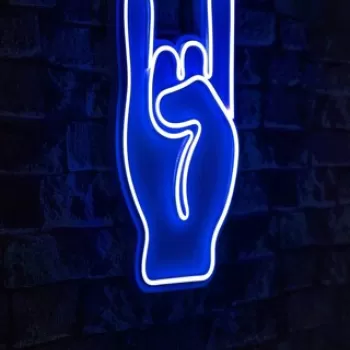Decoratiune luminoasa LED, Rock N Roll Sign, Benzi flexibile de neon, DC 12 V, Albastru imagine
