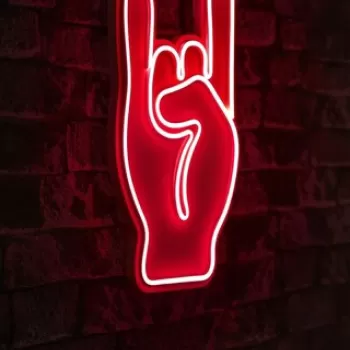 Decoratiune luminoasa LED, Rock N Roll Sign, Benzi flexibile de neon, DC 12 V, Rosu imagine