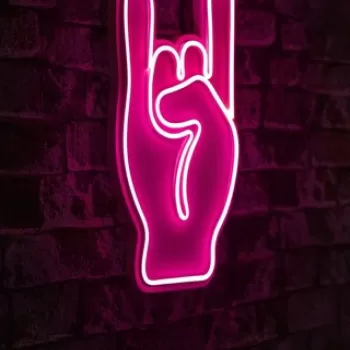 Decoratiune luminoasa LED, Rock N Roll Sign, Benzi flexibile de neon, DC 12 V, Roz imagine