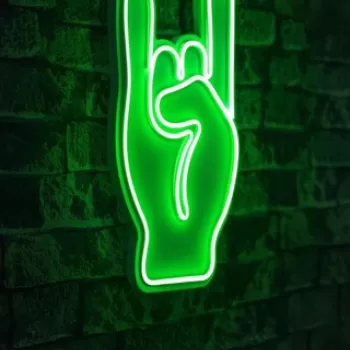 Decoratiune luminoasa LED, Rock N Roll Sign, Benzi flexibile de neon, DC 12 V, Verde imagine