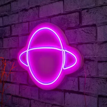 Decoratiune luminoasa LED, Saturn, Benzi flexibile de neon, DC 12 V, Roz imagine