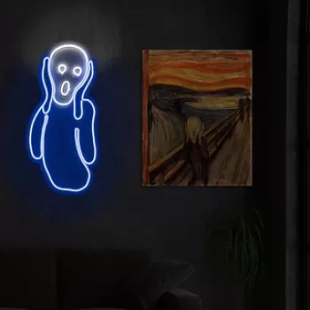 Decoratiune luminoasa LED, Scream, Benzi flexibile de neon, DC 12 V, Albastru alb imagine