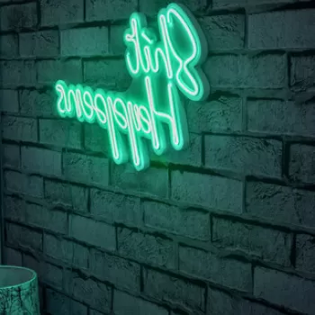 Decoratiune luminoasa LED, Shit Happens, Benzi flexibile de neon, DC 12 V, Albastru imagine