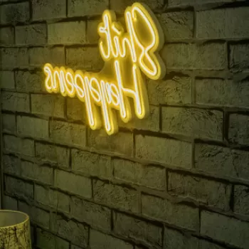 Decoratiune luminoasa LED, Shit Happens, Benzi flexibile de neon, DC 12 V, Galben imagine