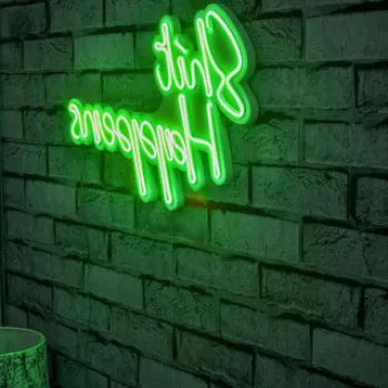 Decoratiune luminoasa LED, Shit Happens, Benzi flexibile de neon, DC 12 V, Verde imagine