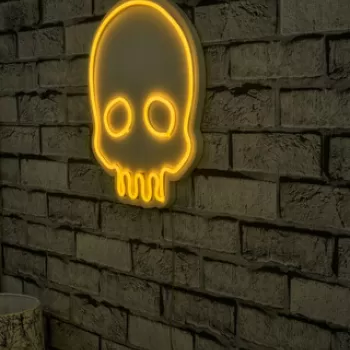 Decoratiune luminoasa LED, Skull, Benzi flexibile de neon, DC 12 V, Galben imagine