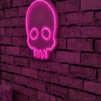 Decoratiune luminoasa LED, Skull, Benzi flexibile de neon, DC 12 V, Roz imagine